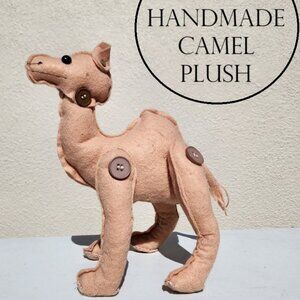Handmade Camel Plush Stuffed Animal Plushie Hand-sewn Baby Nursery Decor 11.5" T